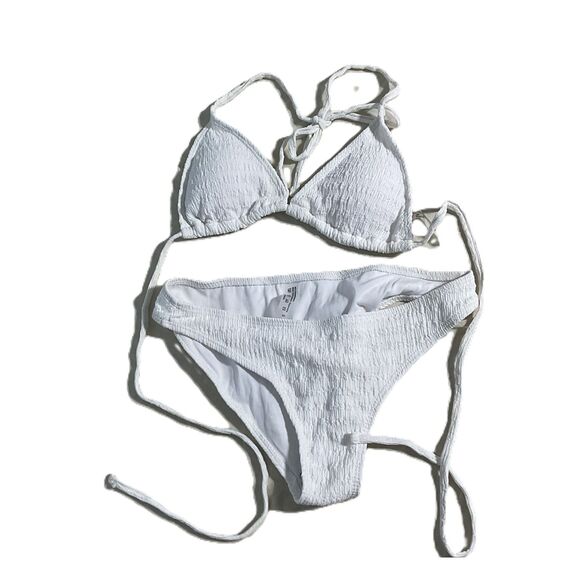 Shenhe White Textured Halter Bikini 3-Piece Set with Cover Up - Picture 5 of 10